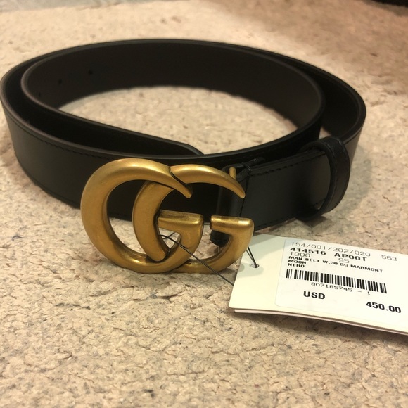 Gucci Leather Belt with Double G Buckle - Men 95 - Picture 1 of 8